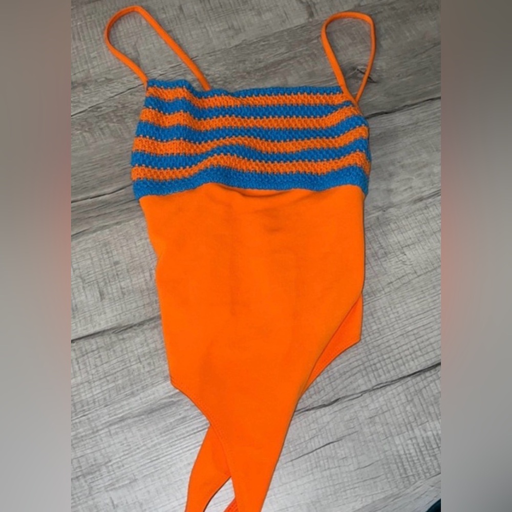 Zara Bright Orange Scoop Neck Top - Picture 3 of 4
